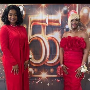 8x5 Elegant 55th Red Party Backdrop/Photo Opp/Signage